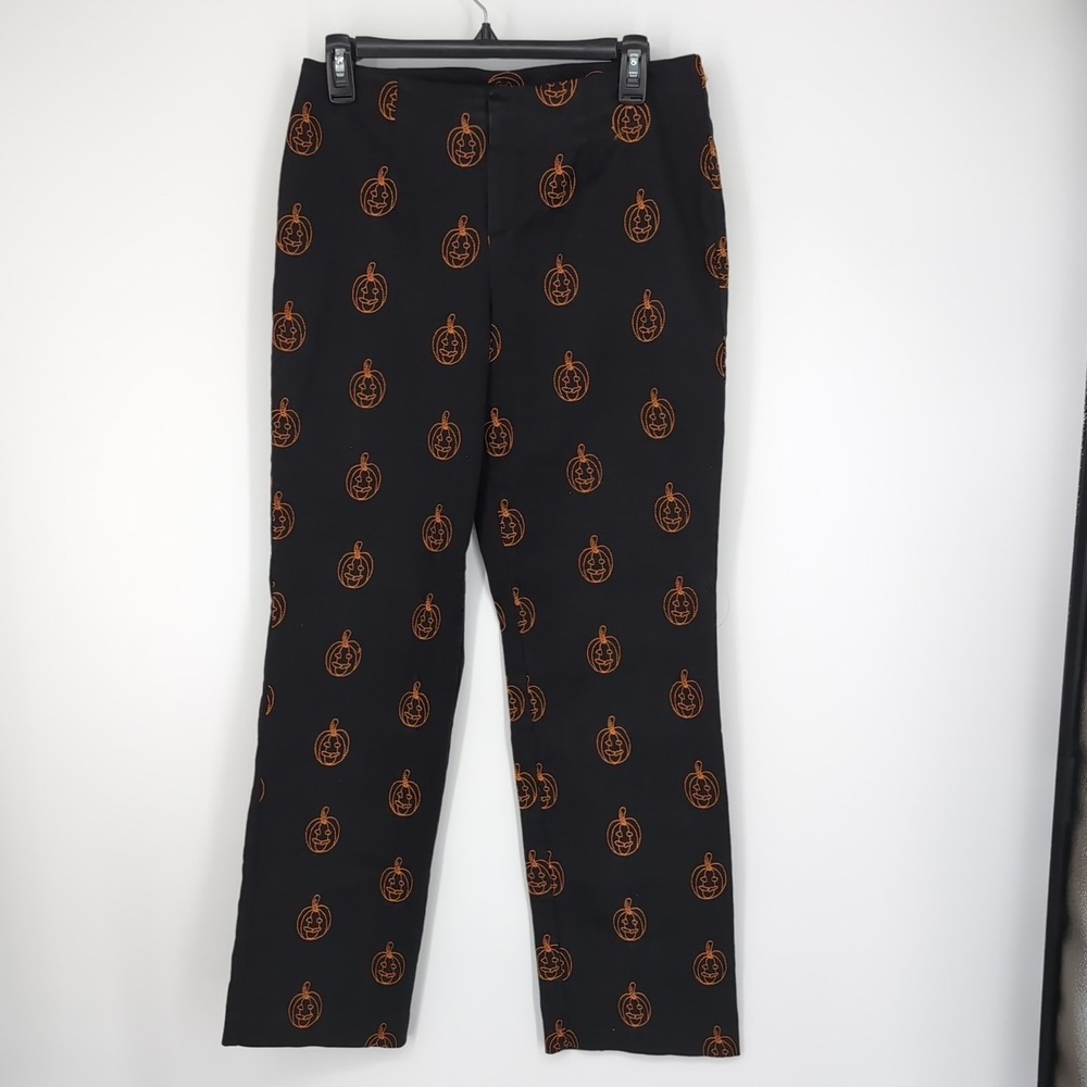 D.F.A. New York Women's Pumpkin Embroidered Pants Black Size 6